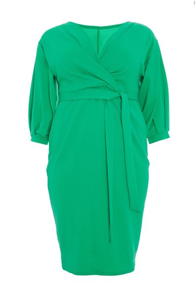 Curve Green Wrap Midi Dress